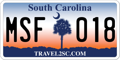 SC license plate MSF018