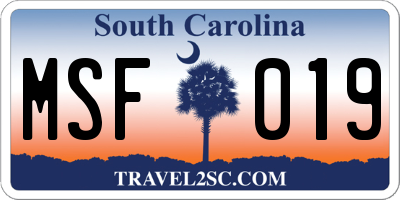 SC license plate MSF019