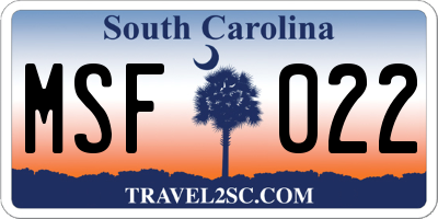 SC license plate MSF022