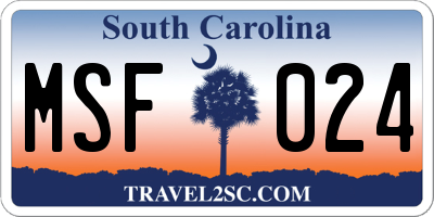 SC license plate MSF024