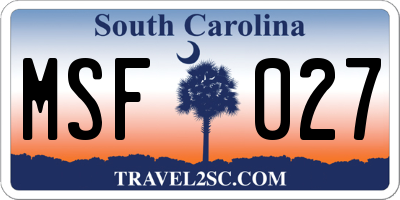 SC license plate MSF027