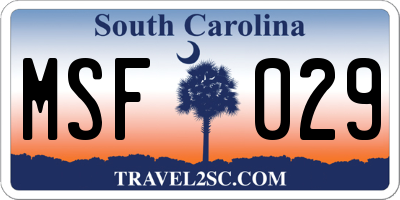 SC license plate MSF029