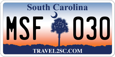 SC license plate MSF030