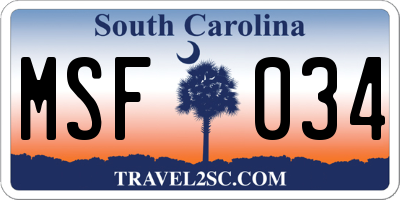 SC license plate MSF034