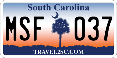 SC license plate MSF037