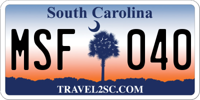 SC license plate MSF040