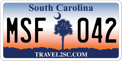 SC license plate MSF042