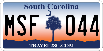 SC license plate MSF044