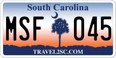 SC license plate MSF045