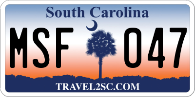 SC license plate MSF047