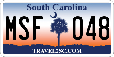 SC license plate MSF048