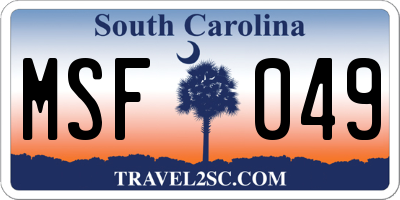 SC license plate MSF049