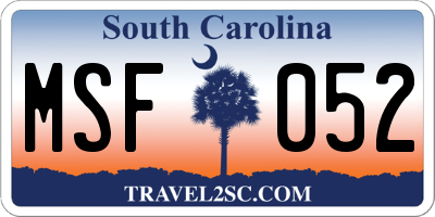 SC license plate MSF052