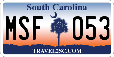 SC license plate MSF053