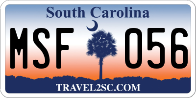 SC license plate MSF056