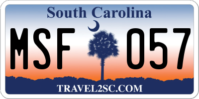 SC license plate MSF057