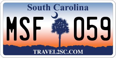 SC license plate MSF059