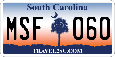 SC license plate MSF060