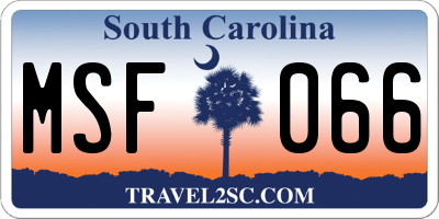 SC license plate MSF066