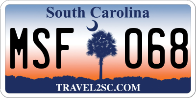 SC license plate MSF068