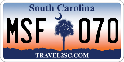 SC license plate MSF070