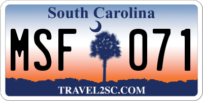 SC license plate MSF071