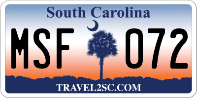 SC license plate MSF072