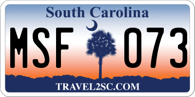 SC license plate MSF073