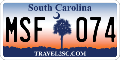 SC license plate MSF074