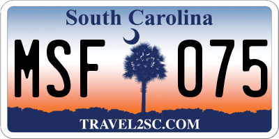 SC license plate MSF075