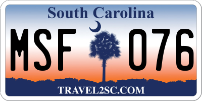 SC license plate MSF076