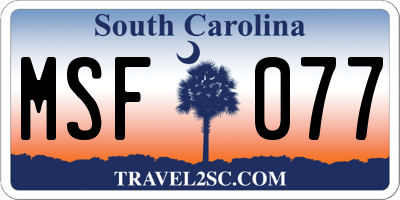 SC license plate MSF077