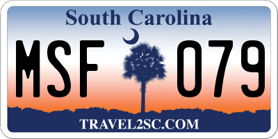 SC license plate MSF079