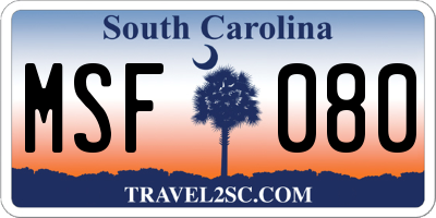 SC license plate MSF080