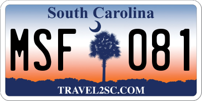 SC license plate MSF081