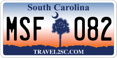 SC license plate MSF082