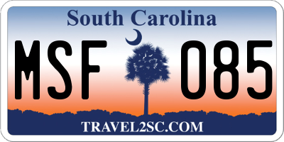 SC license plate MSF085