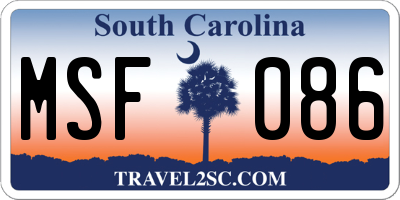 SC license plate MSF086