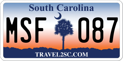 SC license plate MSF087
