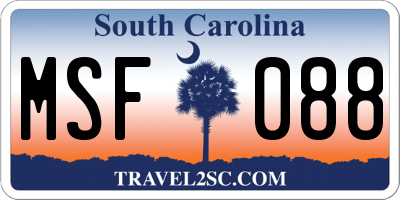 SC license plate MSF088