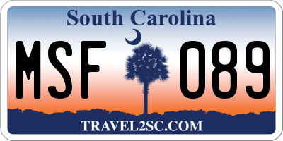 SC license plate MSF089