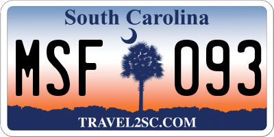 SC license plate MSF093