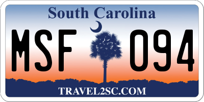 SC license plate MSF094