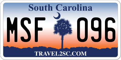 SC license plate MSF096