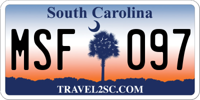 SC license plate MSF097
