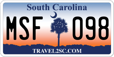 SC license plate MSF098