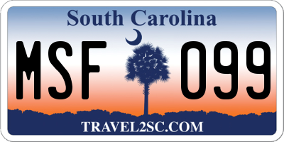 SC license plate MSF099