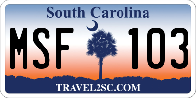 SC license plate MSF103