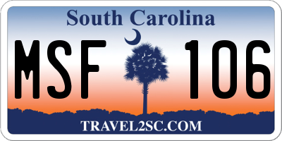 SC license plate MSF106