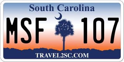SC license plate MSF107